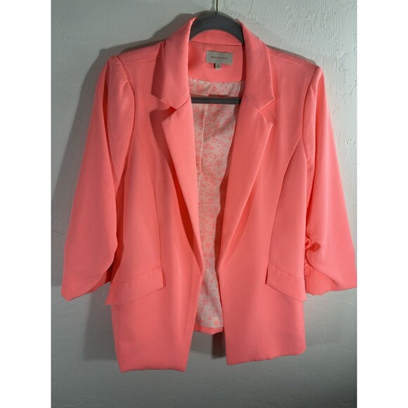 Skies Are Blue Vivid Peachy Orange Medium Lined Open Woman’s Coquette Blazer - Picture 1 of 12
